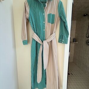 Tuckernuck Green and Beige Shirt Dress